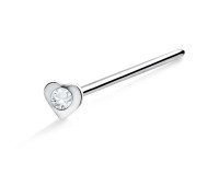 Stone Heart Silver Straight Nose Stud NSKA-140